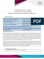 Syllabus Del Curso Historia de Las Matemáticas PDF