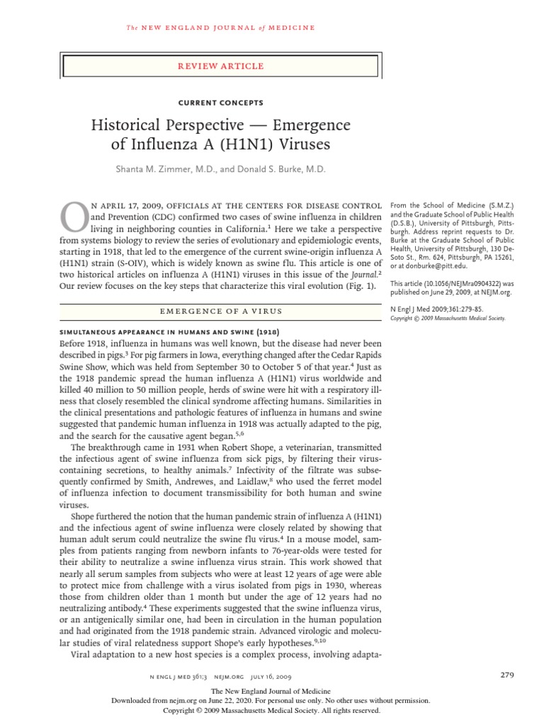 Historiacal Perspective A H1N1 | PDF | Influenza A Virus Subtype H1 N1 ...