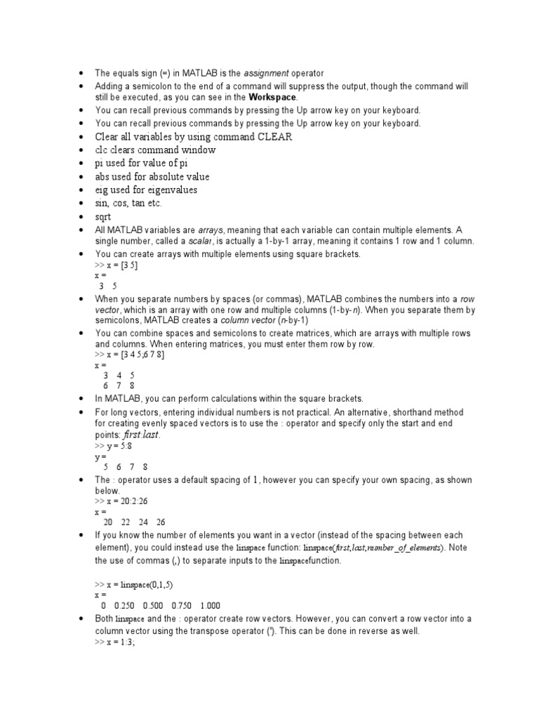 MATLAB Training Notes | PDF