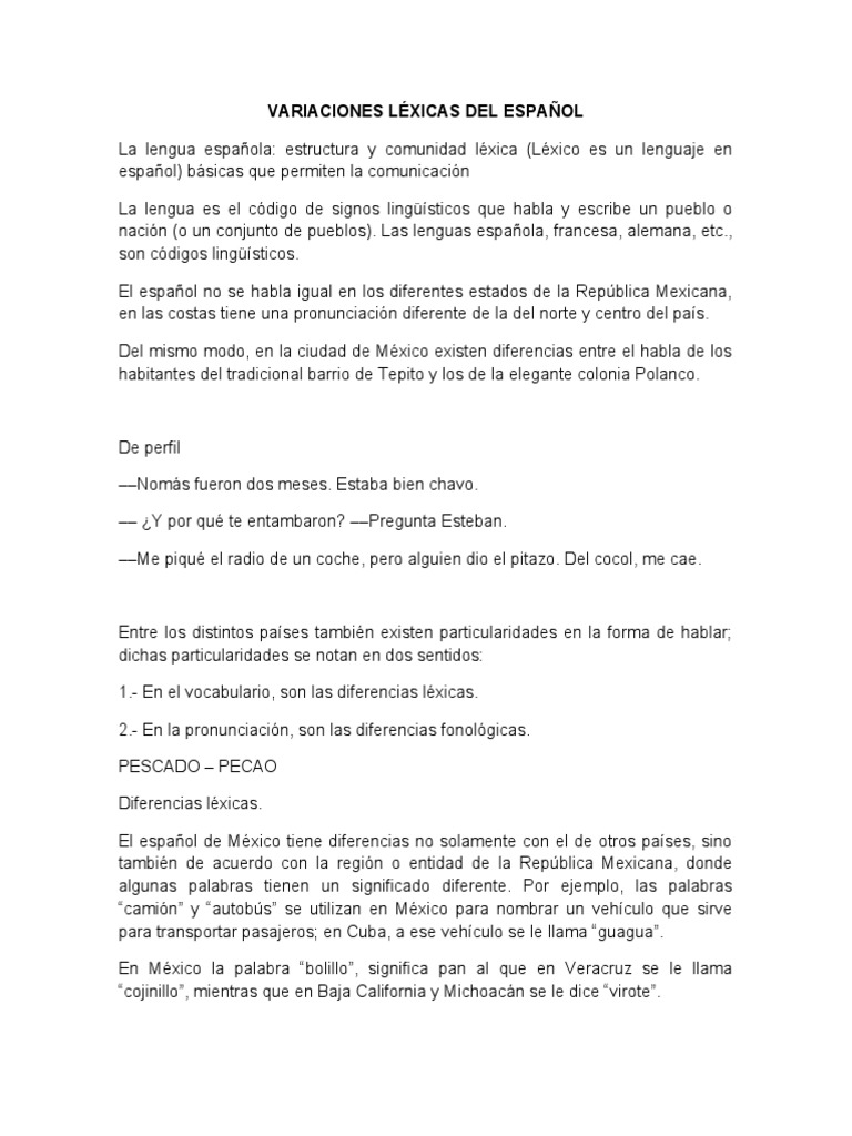 Variantes léxicas del español en México | PDF | México | Semiótica