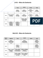 Horários das salas do bloco de Zootecnia