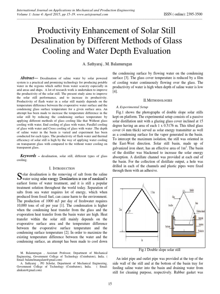 Productivity Enhancement of Solar Still Desalination by Different ...