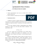 Dilatação térmica de líquidos em experimento simples