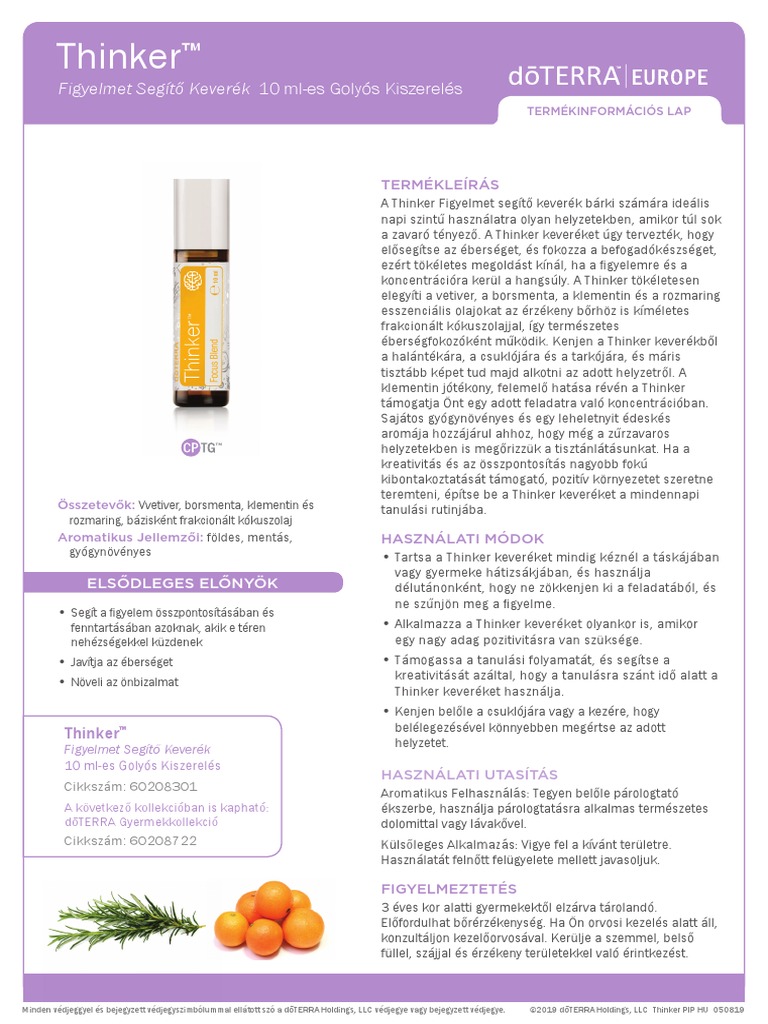 Doterra Thinker Oil PDF | PDF