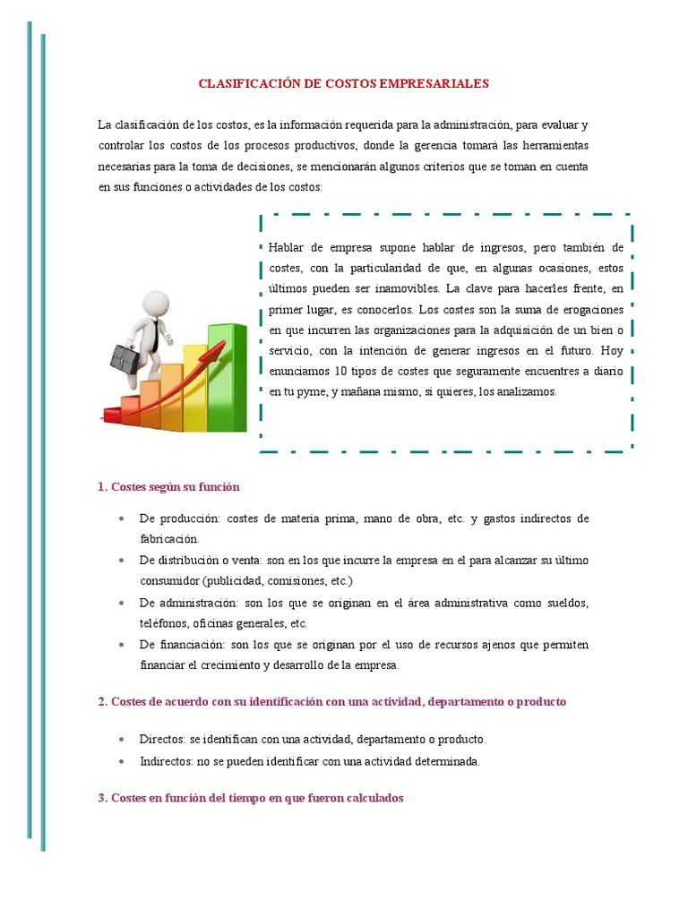 Clasificación de Costos Empresariales | PDF | Costo | Economias