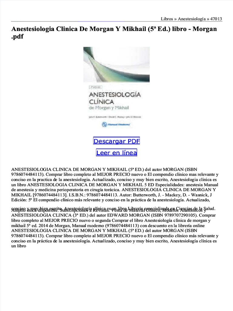 Pdf Anestesiologia Clinica De Morgan Y Mikhail 5 Ed Compress Pdf