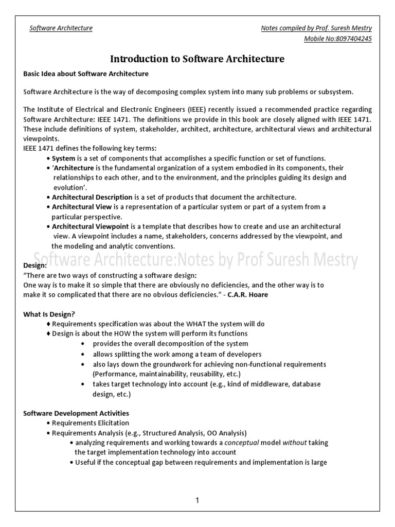 An InDepth Look at Software Architecture Key Concepts, Design