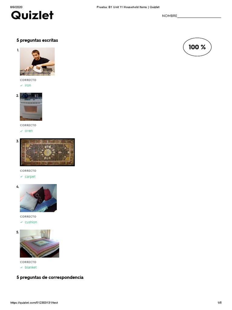 Prueba B1 Unit 11 Household Items Quizlet PDF PDF Home