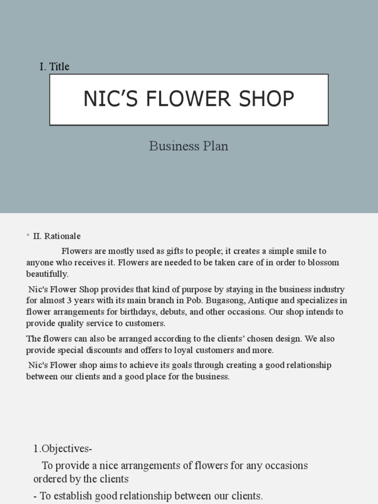 Nic'S Flower Shop Business Plan PDF Floristry Flowers