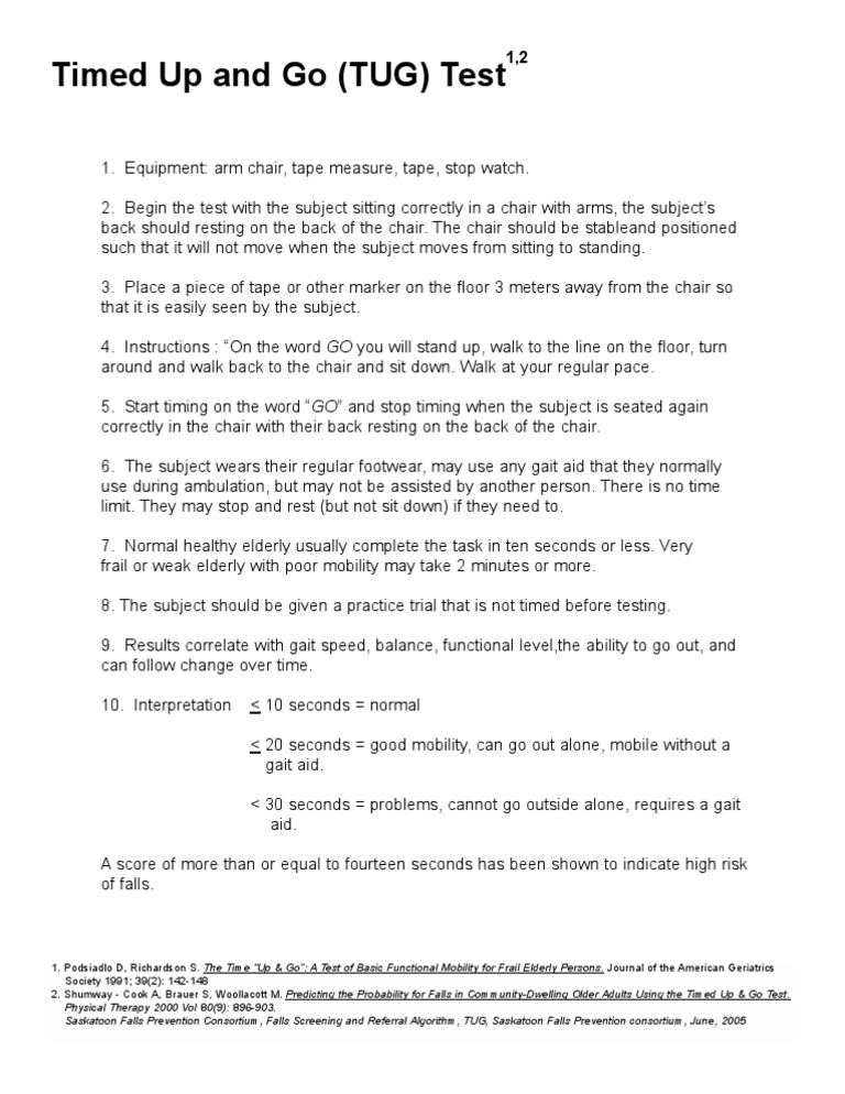 Timed Up and Go Procedure | PDF | Clinical Medicine | Medical Specialties