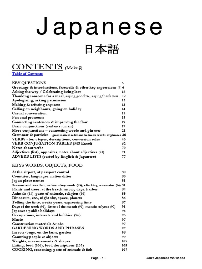 Jons Japanese V12 Japanese Language Word