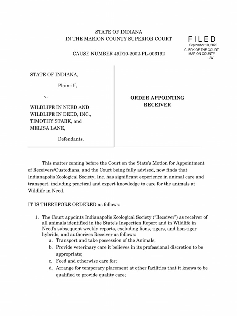 Order Appointing Receiver PDF Receivership Surveillance