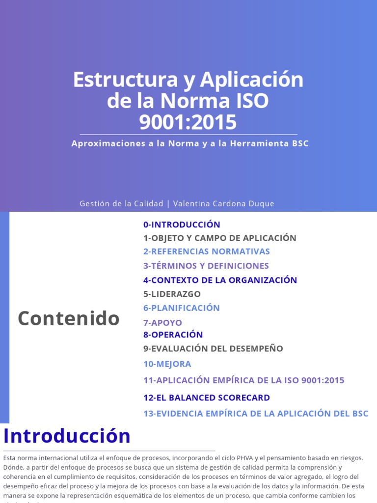 Estructura y Aplicación de ISO 9001:2015 | PDF | Sistema de manejo de ...