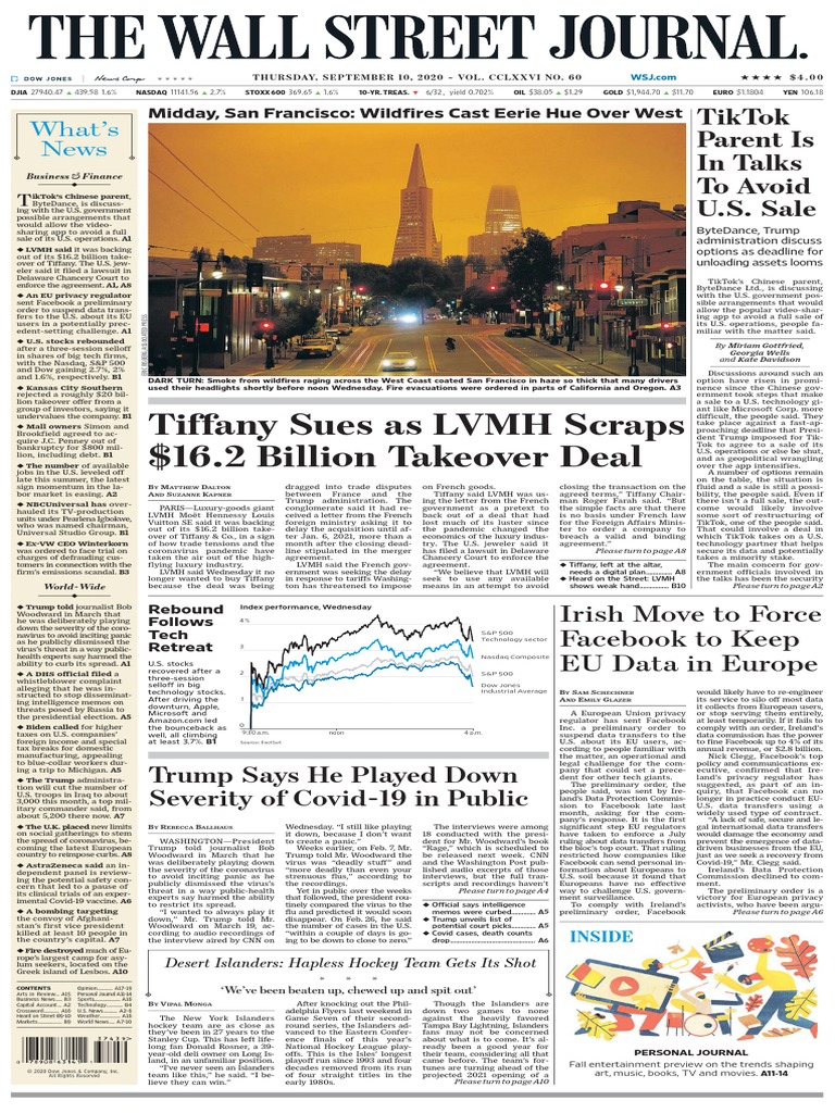 Tiffany Sues As LVMH Scraps $16.2 Billion Takeover Deal: Tiktok Parent Is  in Talks To Avoid U.S. Sale | PDF | Facebook | Recession