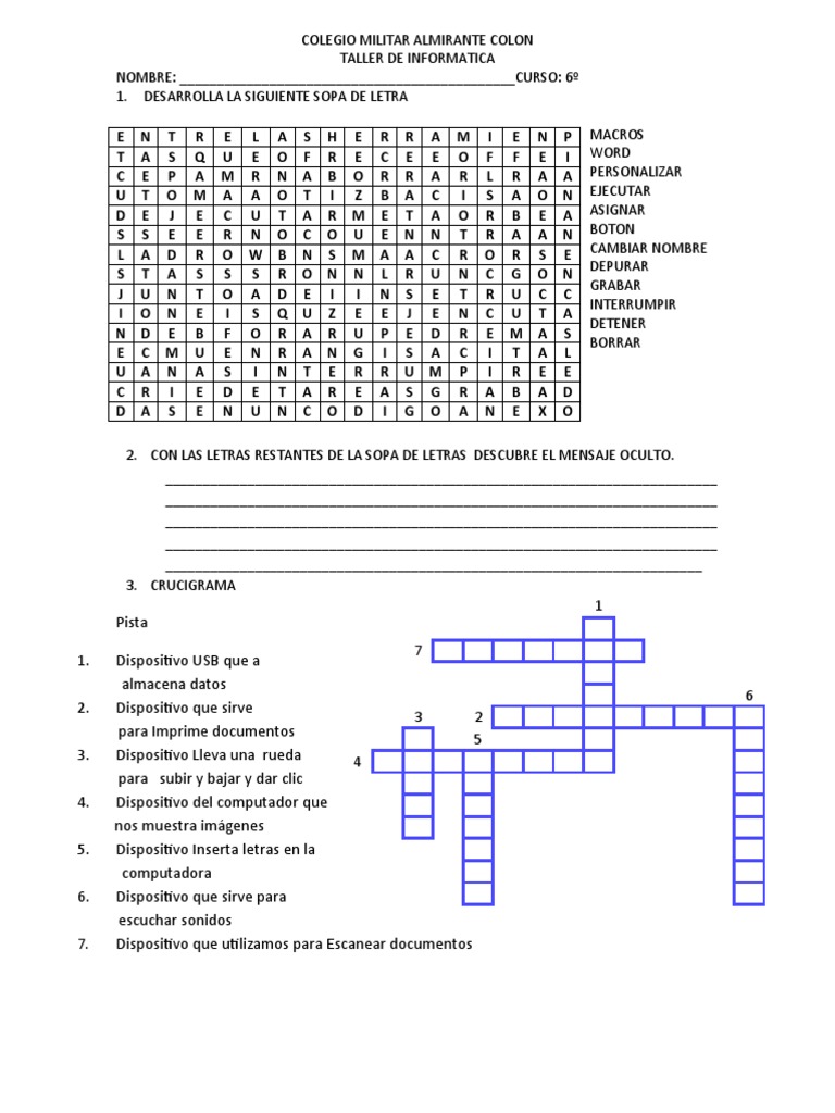 Taller de Informatica Grado 6 | PDF | Hardware de la computadora ...