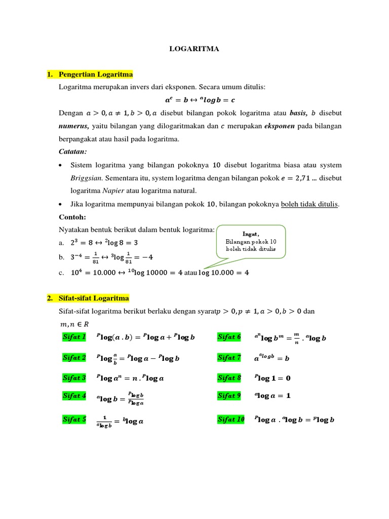 Logaritma 1 | PDF | Metode & Bahan Ajar