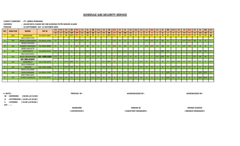 G4S Security Service Schedule 2020 | PDF