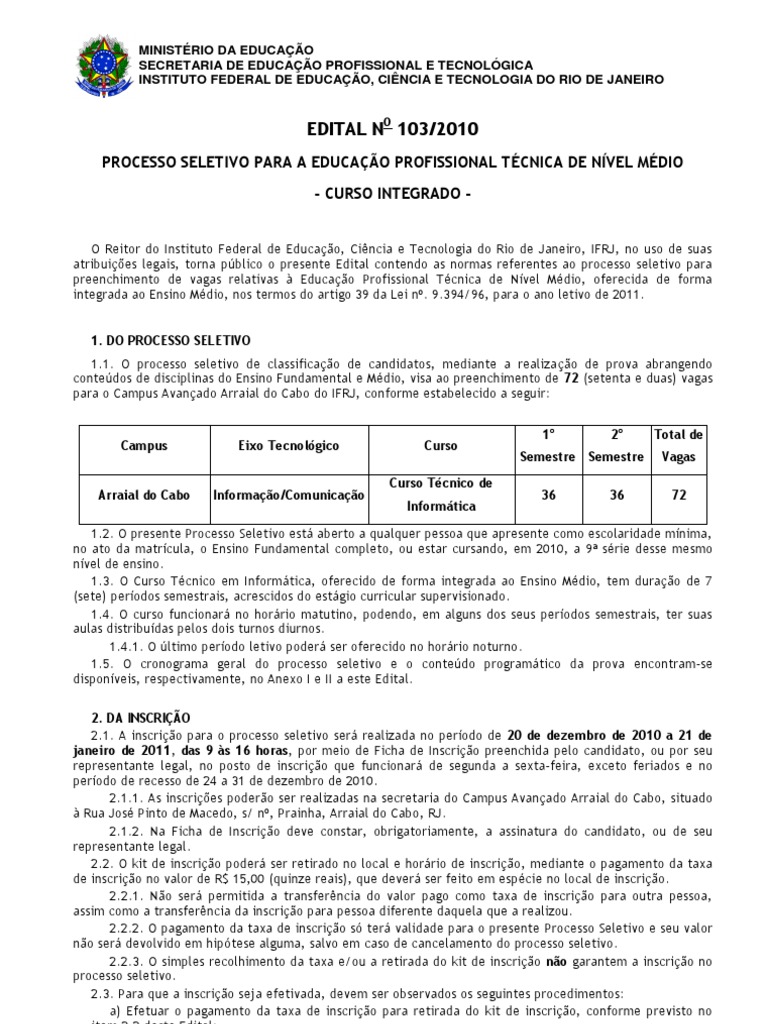 Edital de concurso para o IFRJ foi retificado e as inscrições