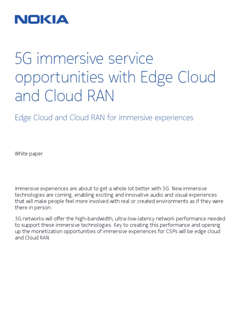 5G Immersive Service Opportunities With Edge Cloud and Cloud RAN | PDF ...