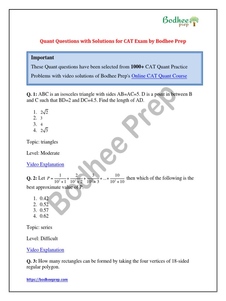 CAT QUANT QUESTIONS WITH SOLUTIONS intelligence overview