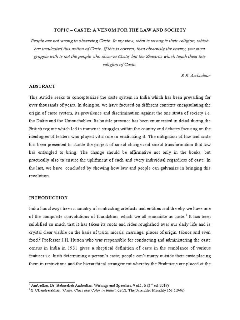 Caste System in India: Law and Society | PDF | Dalit | Caste