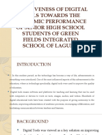 Effectiveness of Digital Tools Towards The Academic Performance of Senior High School Students of Green Fields Integrated School of Laguna