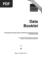 Data Booklet: Cambridge International Advanced Subsidiary and Advanced Level in Chemistry (9701)