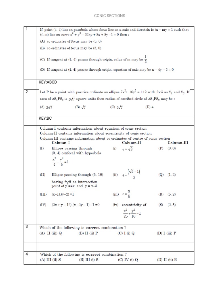 Conic Sections | PDF