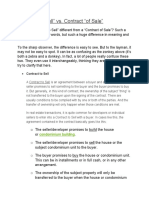 Contract of Sale vs. Contract To Sell