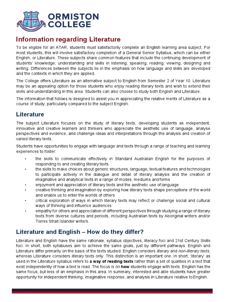 Literature Course Overview and Benefits | PDF | Essays | Test (Assessment)