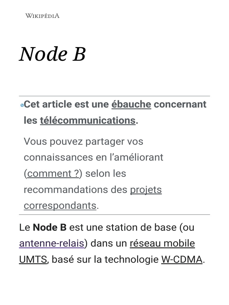 Node B : Station de base 3G UMTS | PDF | Réseau sans fil | Mise en réseau