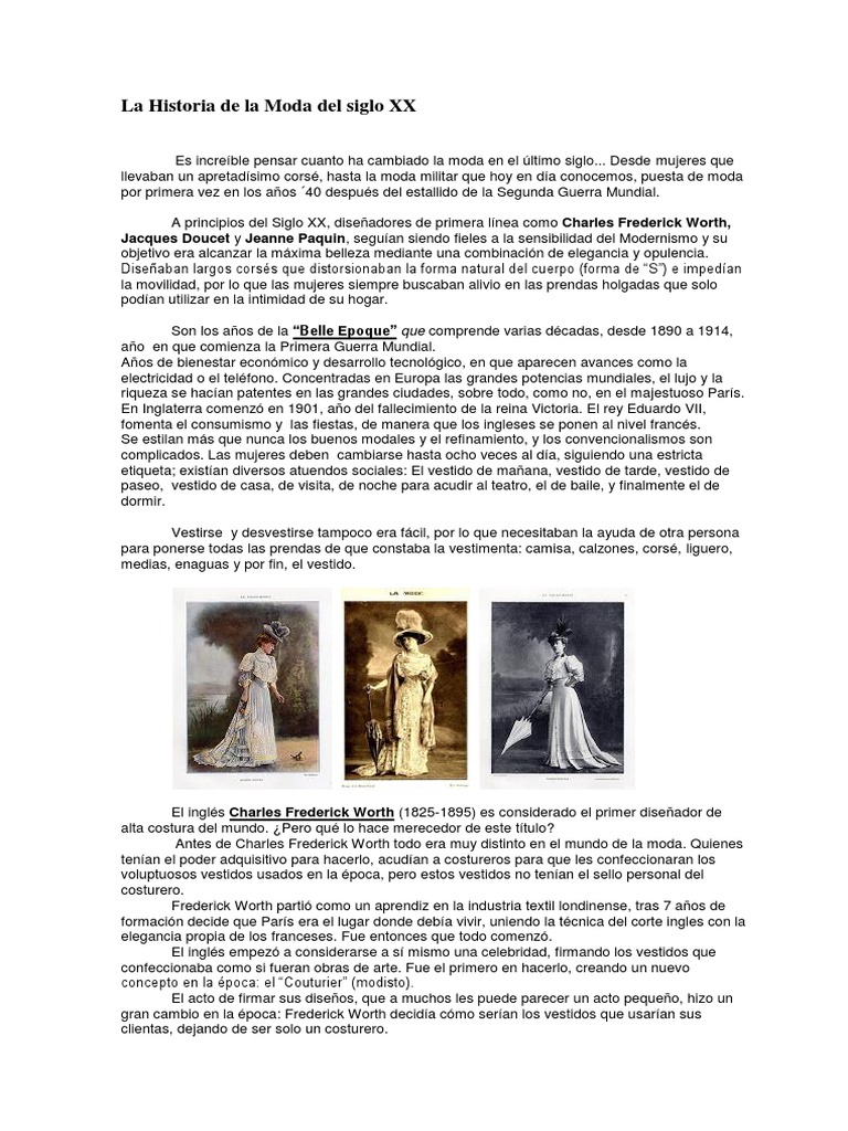 La Historia de La Moda Del Siglo XX Primera y Segunda Parte | PDF ...