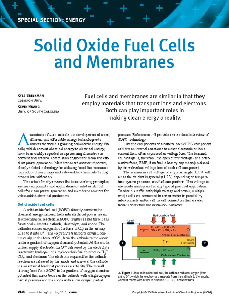 Solid Oxide Fuel Cells and Membranes: Special Section: Energy | PDF ...