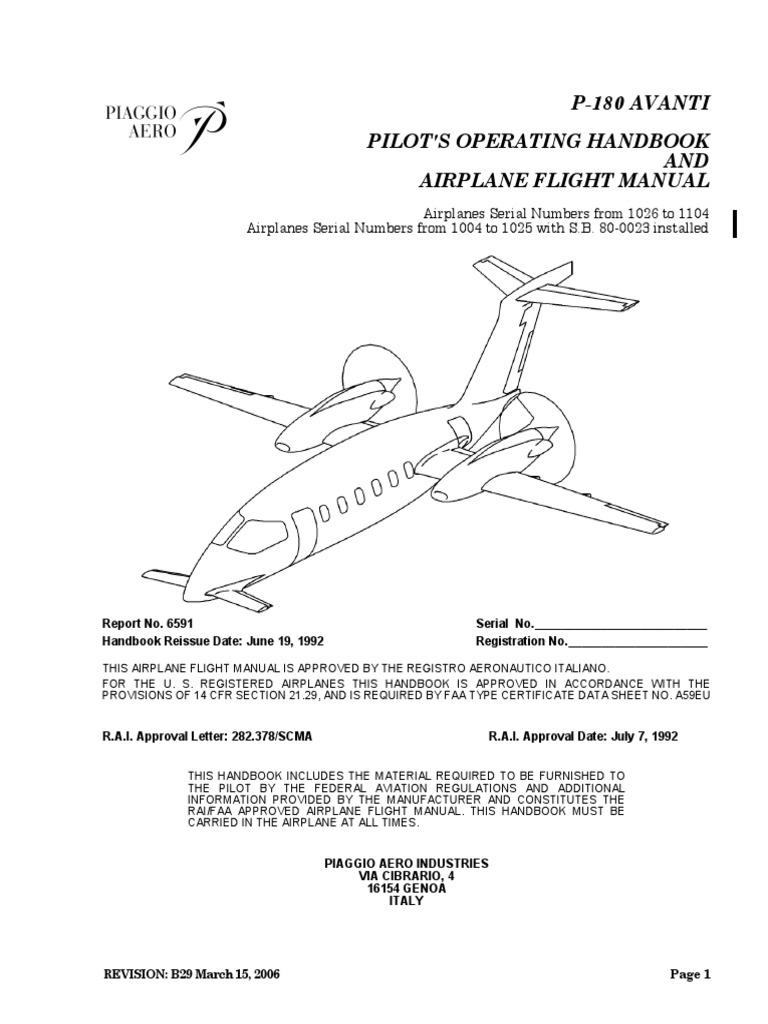 P180 Airplane Flight Manual.pdf Federal Aviation Administration