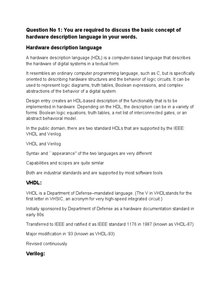 A Hardware Description Language PDF Hardware Description Language