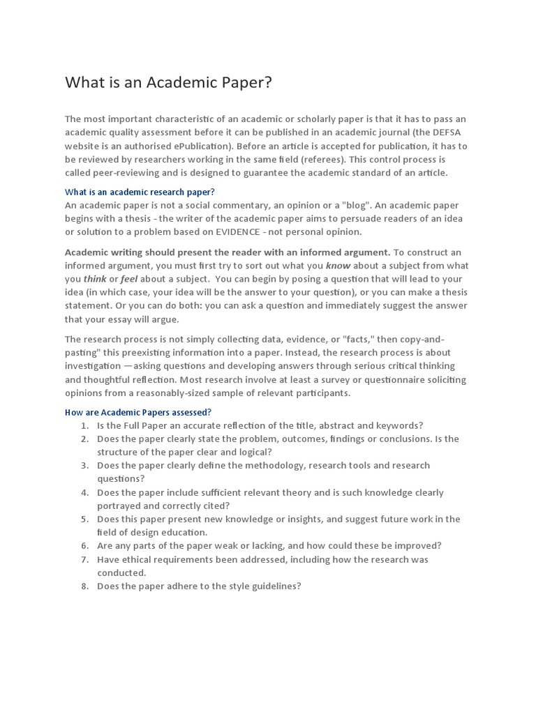 What Is An Academic Paper Article | PDF | Academic Publishing | Question
