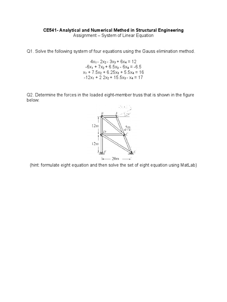 Assignment-System of Linear Equation | PDF
