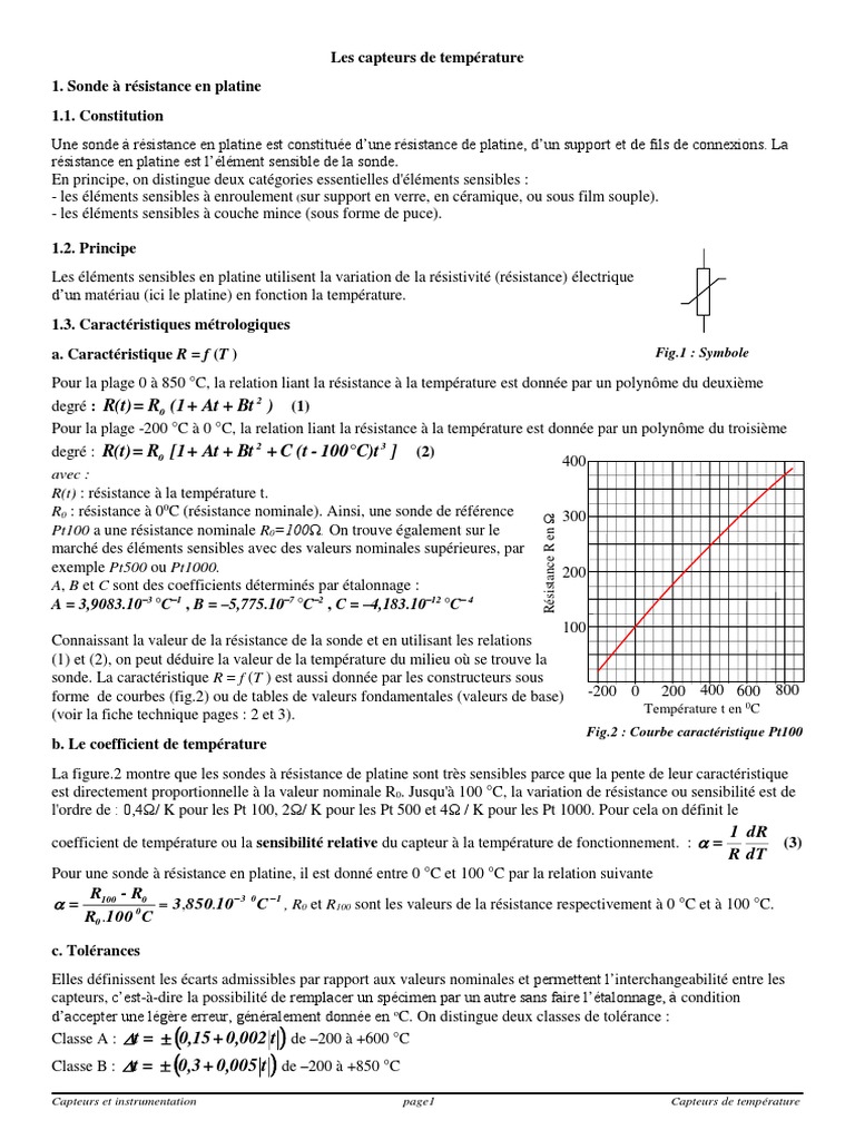 Les Capteurs de Température 3 PDF | PDF | Résistance (électricité ...