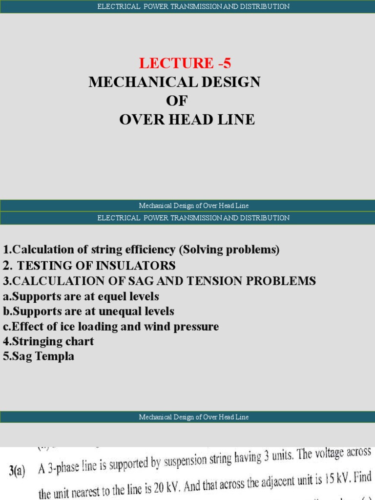 Mechanical Design OF Over Head Line: Lecture - 5 | PDF | Insulator ...