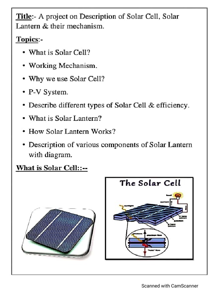 Project On Solar Cell PDF | PDF
