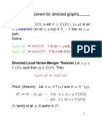 Menger's Theorem For Directed Graphs: X, y V (D) S V (D) / (X, Y) D S X, y