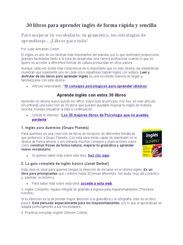 30 Libros para Aprender Inglés Rápido | PDF | Idioma en Inglés | Libros