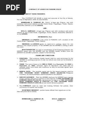 LEASE CONTRACT for parking space