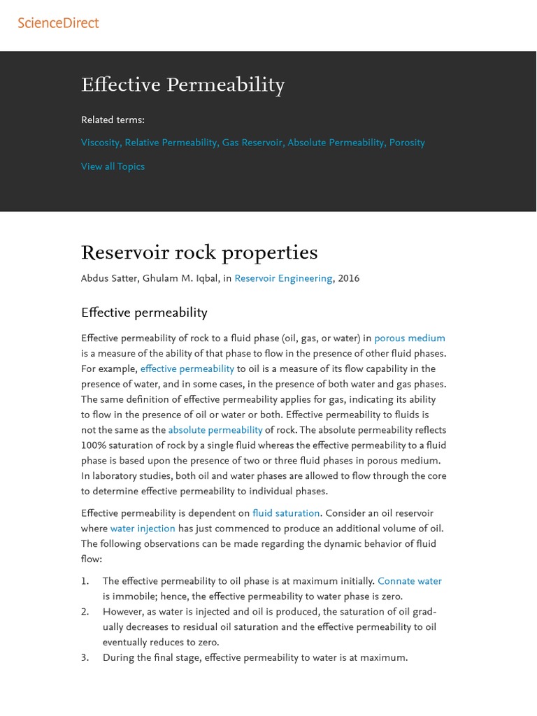 Effective Permeability: Reservoir Rock Properties | PDF | Permeability ...