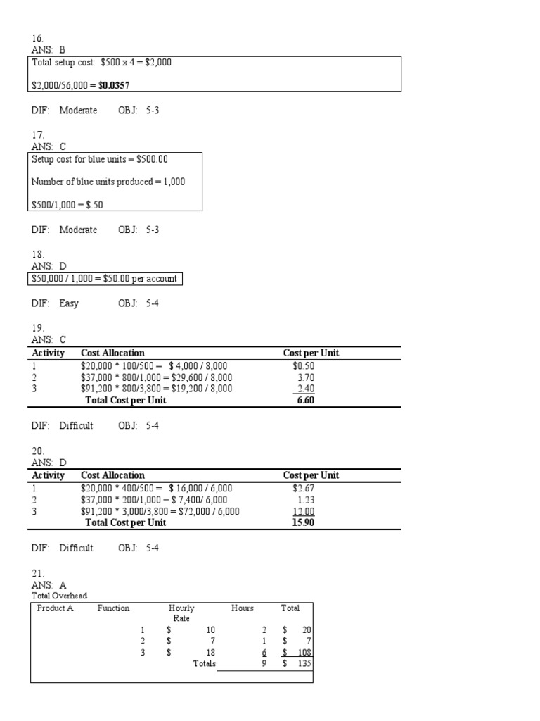 Activity Cost Allocation Cost Per Unit | PDF | Business