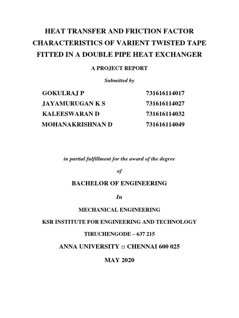 Heat Tranfer and Friction Factor Characteristics of Variant Twisted ...