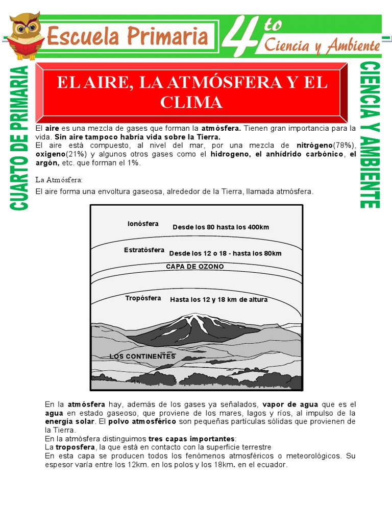 El Aire La Atmosfera y El Clima para Cuarto de Primaria | PDF | Herida ...