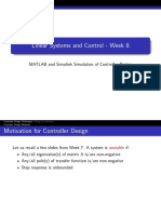 Linear Systems and Control - Week 8: MATLAB and Simulink Simulation of Controller Design