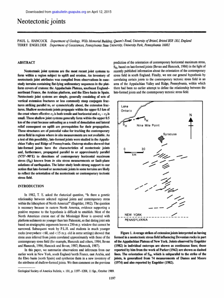 Hancock1989 Neotectonics Joints | PDF | Structural Geology | Earth Sciences