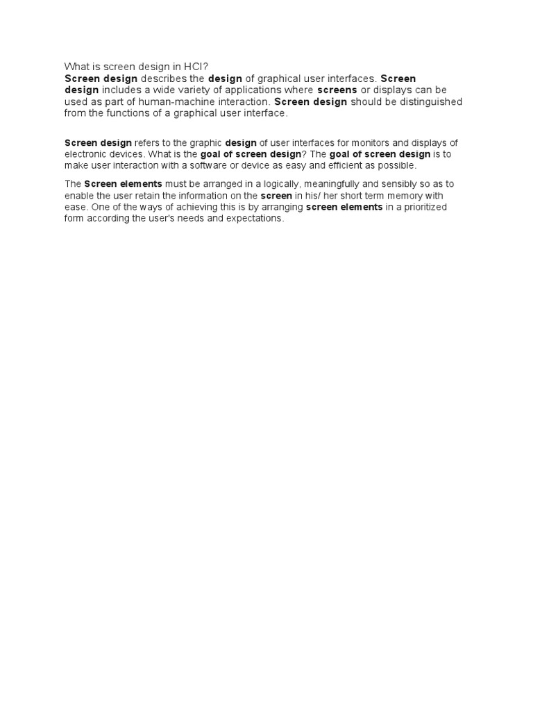 Screen Design Describes The Design of Graphical User Interfaces. Screen ...